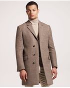 Saint Laurent Plaid Overcoat - Lyst