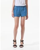Zara Linen Shorts - Lyst