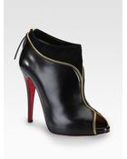 Christian Louboutin Leather and Suede Zipper Ankle Boots - Lyst