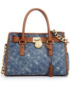 Michael Kors Hamilton Woven Denim Satchel - Lyst