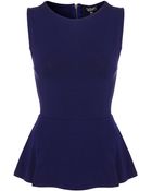 Topshop Sleeveless Peplum Top - Lyst