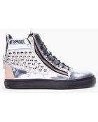 Giuseppe Zanotti Metallic Silver Studded Sneakers - Lyst
