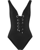 Karla Colletto Laceup Plungefront Swimsuit - Lyst