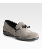 Prada Suede And Leather Toggle Loafers - Lyst