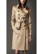 Burberry Long Stretchsatin Trench Coat - Lyst