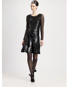 Oscar de la Renta Sequined Silk Dress - Lyst