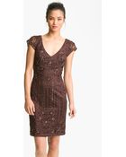 Sue Wong Embroidered Sheath Dress - Lyst