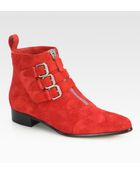 Tabitha Simmons Early Suede Buckle Ankle Boots - Lyst