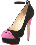 Charlotte Olympia Kiss Me Anklestrap Suede Platform Pump - Lyst