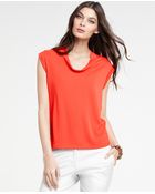 Ann Taylor Petite Draped Neck Top - Lyst