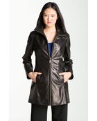 Ellen Tracy Quilt Trim Lambskin Leather Topper - Lyst