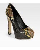 B Brian Atwood Snakeprint Leather Platform Pumps - Lyst