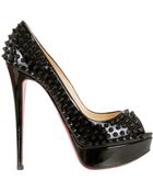 Christian Louboutin Lady Peep Patent Spikes Pumps - Lyst