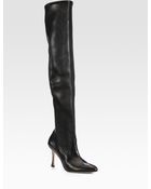 Manolo Blahnik Leather Overtheknee Boots - Lyst