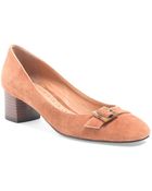 Brooks Brothers Kid Suede Lowheel Pump - Lyst