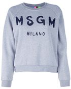 MSGM Logo Print Sweatshirt - Lyst