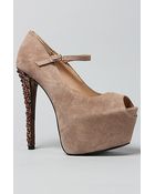Betsey Johnson The Belll Shoe in Taupe Suede - Lyst