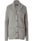 Polo Ralph Lauren Light Heather Grey Shawl Cardigan - Lyst