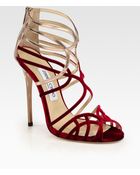 Jimmy Choo Maury Velvet Metallic Leather Sandals - Lyst