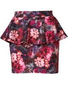 Topshop Floral Peplum Mini Skirt - Lyst