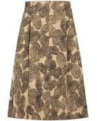 Saint Laurent Printed Cotton And Silk Blend Skirt - Lyst