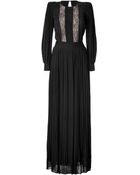 By Malene Birger Black Pleated Lace Trim Gown - Lyst