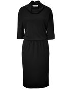 Jil Sander Black Dropwaist Fine Knit Dress - Lyst