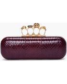 Alexander McQueen Burgundy Skull Knuckle Box Clutch - Lyst