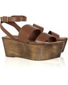Elizabeth And James Leather and Wood Platform Sandals - Lyst