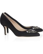 Oscar de la Renta Lucy Embellished Suede Pumps - Lyst