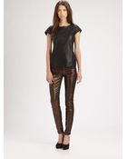 7 For All Mankind Liquid Metallic Skinny Jeans - Lyst