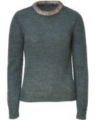 Cedric Charlier Charcoal Mohair and Silk Blend Pullover - Lyst
