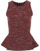 Topshop Sleeveless Boucle Peplum Top - Lyst