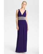 Js Boutique Beaded Waist Jersey Gown - Lyst