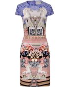 Mary Katrantzou Peony Porcelain Horse Print Silk Dress - Lyst