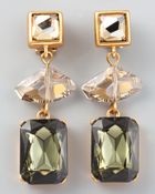 Oscar de la Renta Geometric Crystal Clip Earrings - Lyst