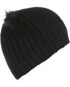 Topshop Fur Cat Ear Beanie - Lyst