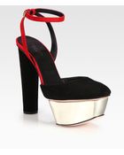 Giambattista Valli Suede Patent Leather Platform Sandals - Lyst