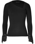 Donna Karan New York Black Jersey Top with Satin Cuffs - Lyst