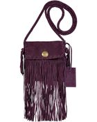 Ralph Lauren Collection Merlot Suede Flat Crossbody Bag - Lyst