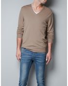 Zara Merino Wool Sweater with Elbow Patches - Lyst