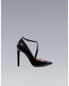 Zara Pointed Court Shoe with Straps - Lyst