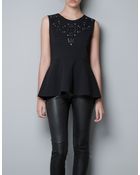 Zara Studio Top with Peplum Frill - Lyst