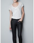 Zara Romantic Embroidered T-shirt - Lyst