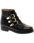 Asos Asos Amazon Leather Studded Biker Boots - Lyst