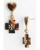 Tory Burch 'Tilsim' Heart And Logo Drop Earrings - Lyst
