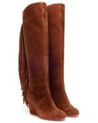Christian Louboutin Pouliche Tan Suede Wedge Boots - Lyst