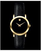 Movado Womens Swiss Black Leather Strap 24mm - Lyst