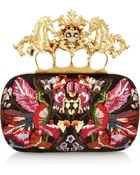 Alexander McQueen Unicorn Skull Embroidered Satin Box Clutch - Lyst