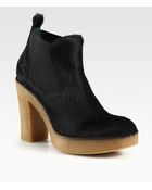 Pollini Calf Hair Platform Ankle Boots - Lyst
